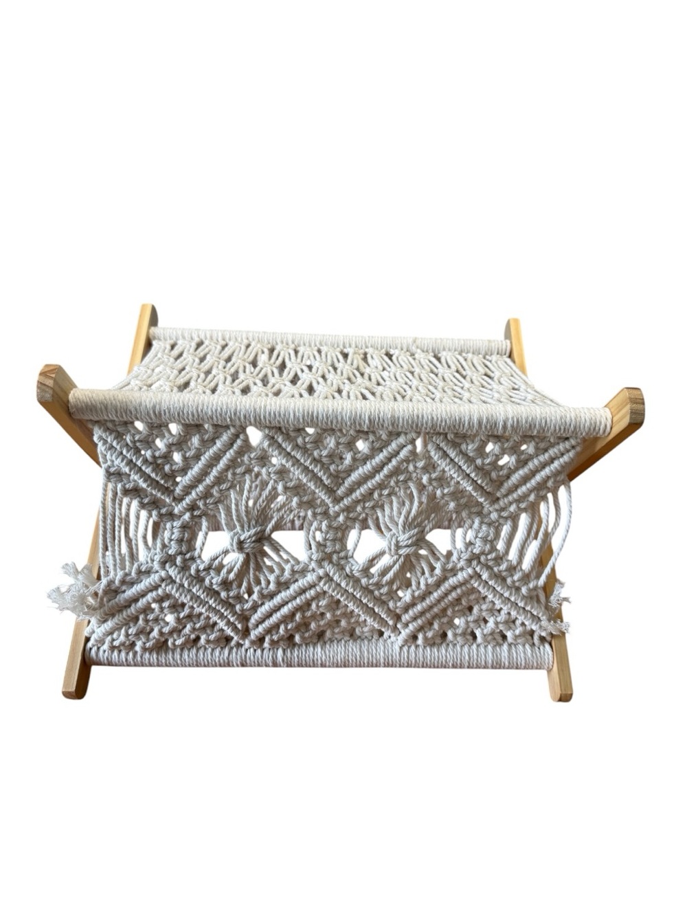 Macrame Magazine Holder Rack Boho Storage Standing Rack Book Newspaper Decor - Picture 10 of 14